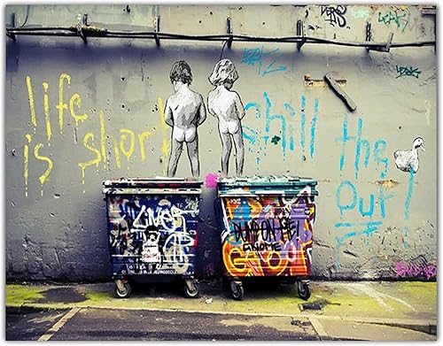Banksy - Famous British Street Graffiti Artist and Activist - Contemporary Wall Art Print -10x8 UNFRAMED - Life Is Short Chill the Duck Out - Great