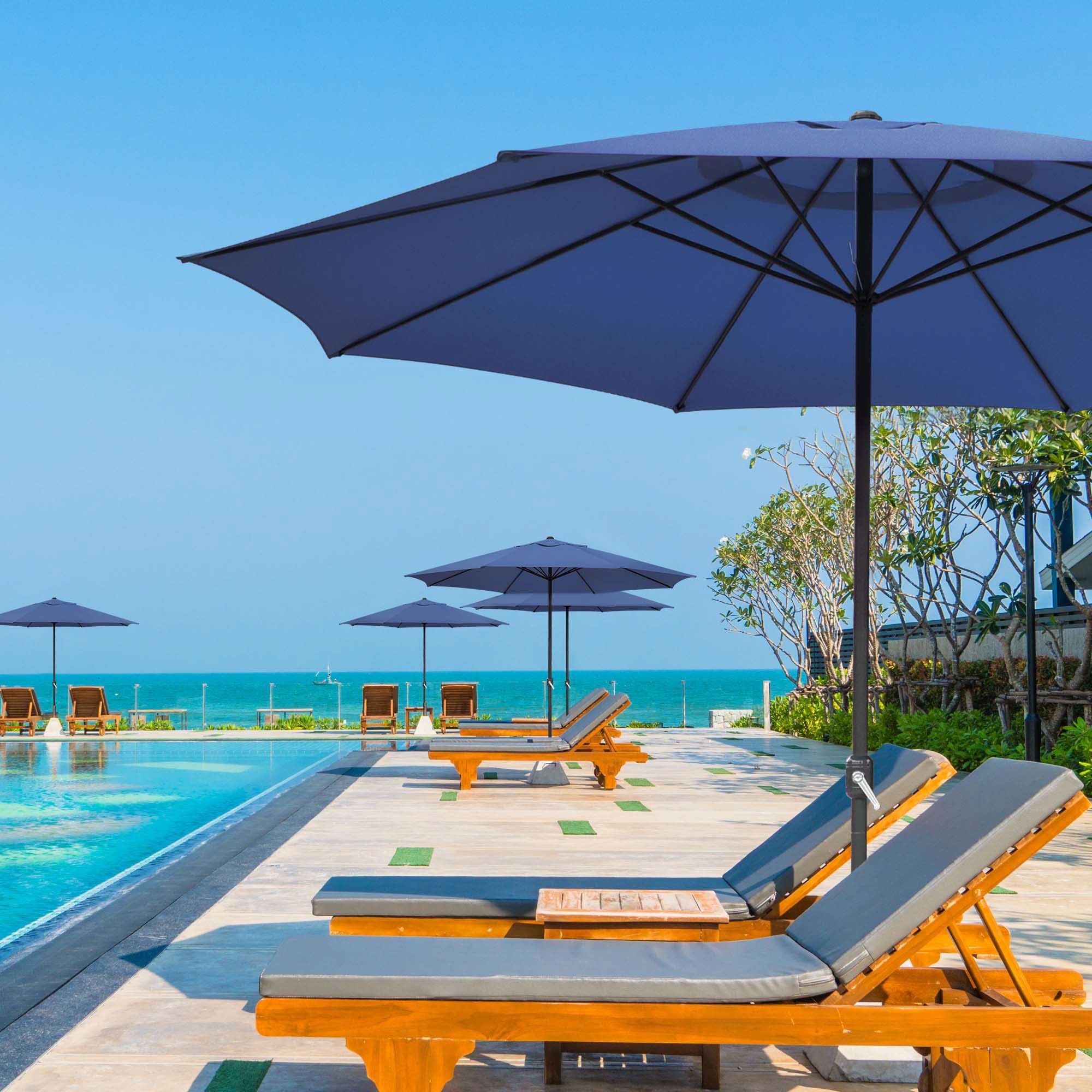 Yescom 13FT XL Large UV 30+ Aluminum Outdoor Patio Umbrella for Table Garden Deck Market Yard Beach Cafe Restaurant Hotel Pool Sun Shading Navy