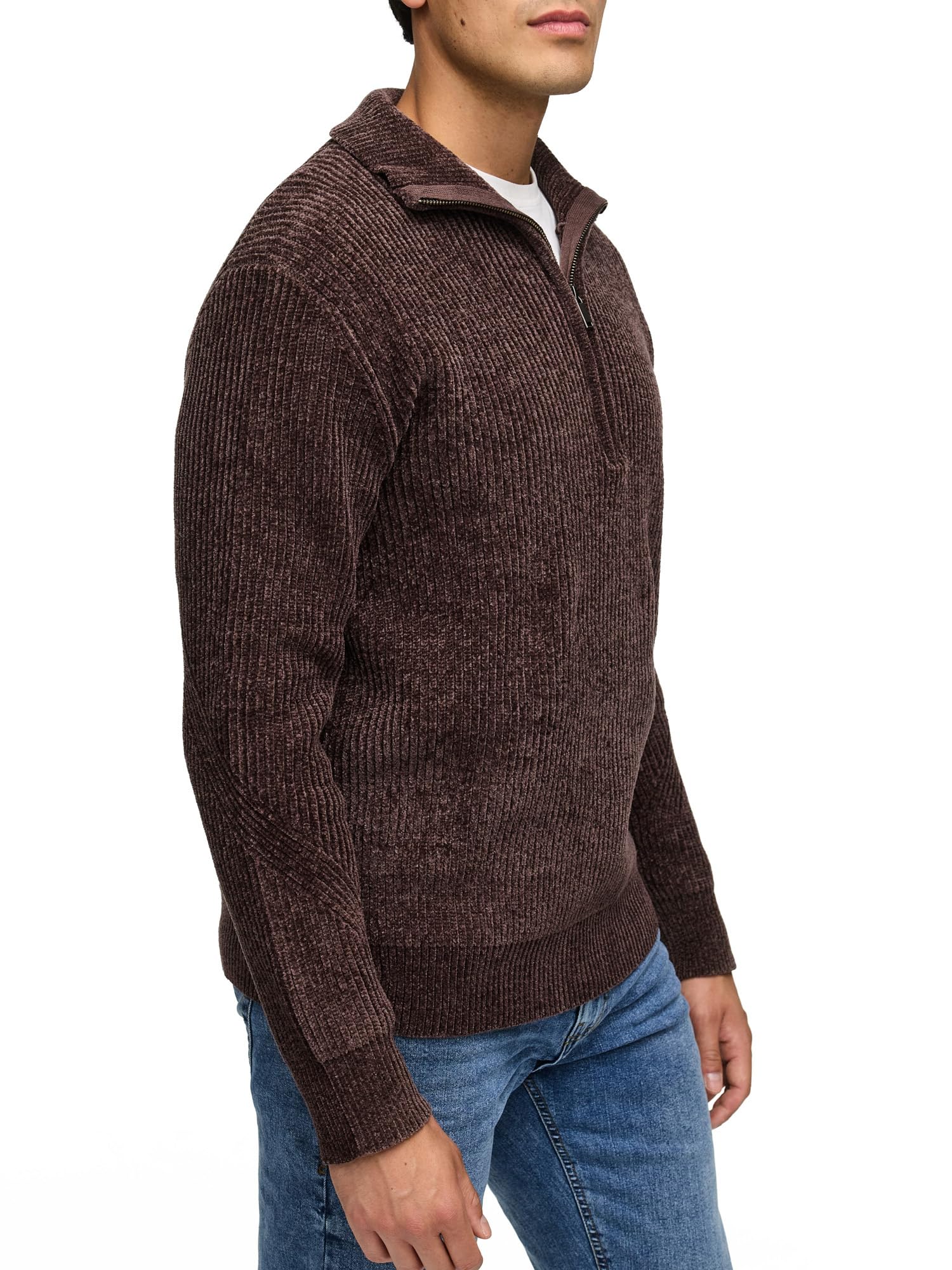 Indicode Jersey de punto grueso INHunch con cuello alto y cremallera para hombre