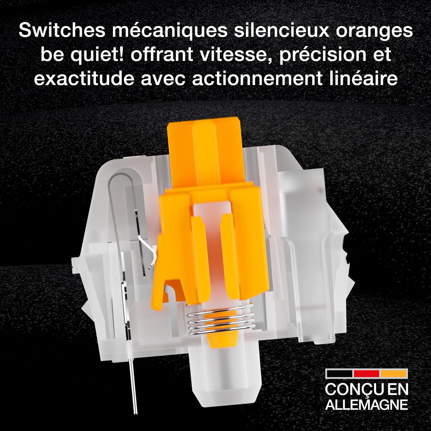 be quiet! clavier Light Mount Silent Linear FR ISO, switches mécaniques, 3 couches de mousse, extra-silencieuses, commutateurs pré-lubrifiés, touches PBT double couche, molette média 3D diffuseur ARGB