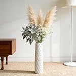 White Ceramic Floor Vase,17.7 Inches Tall Pineapple Shape Ceramic Vase with Glossy Glaze,Large White Vases for Flowers,Decorative Modern Home Décor for Living Room,Office,Dining Corner