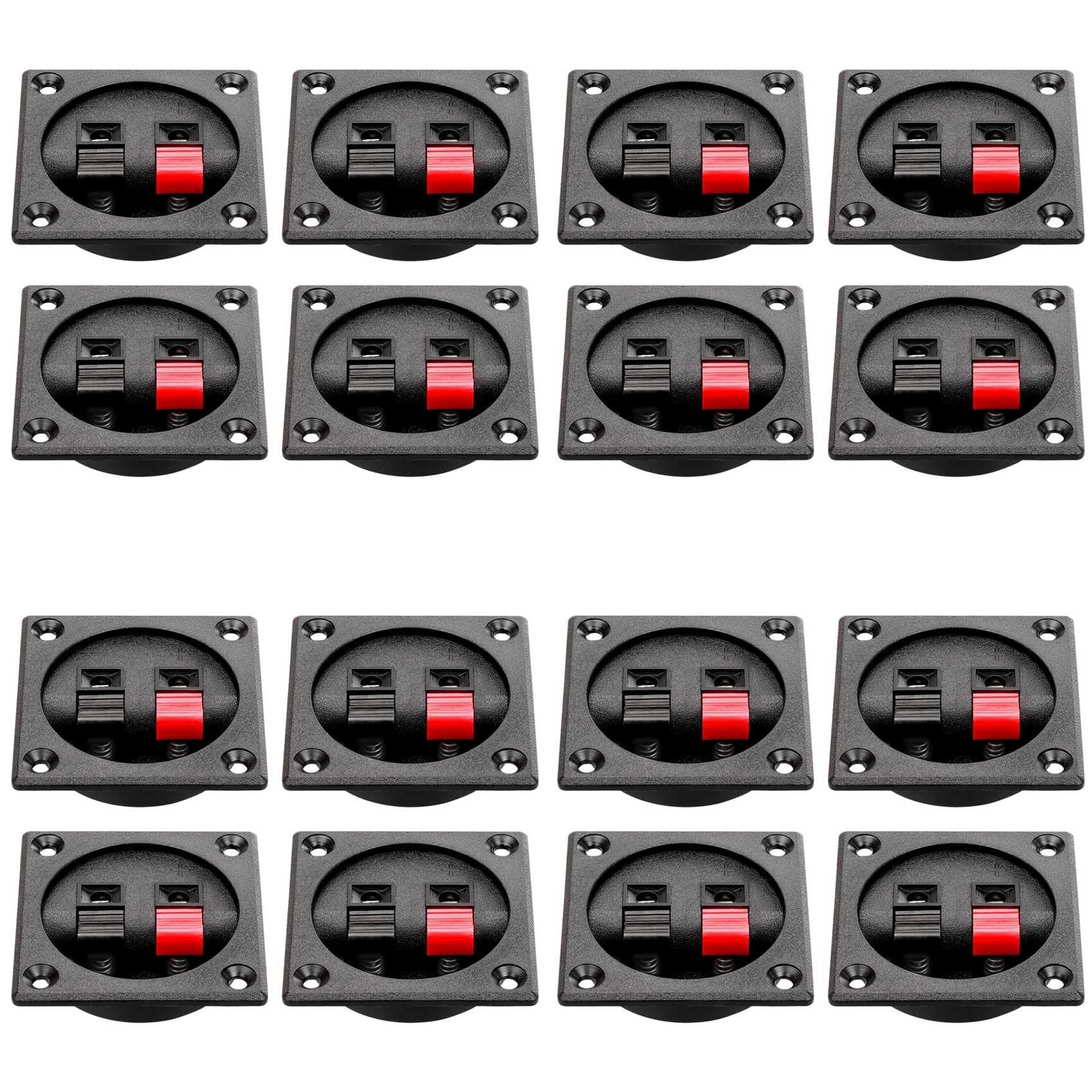 Jnchdghwa Black 16Pcs Speaker Box Terminal Cup, Spring Square Subwoofer Box Terminal Binding Post Connector For Diy Home Car Speaker