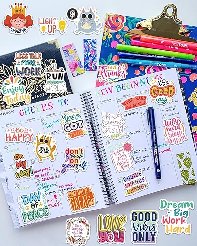 Miniatura 2 de 300 calcomanías motivacionales, calcomanías de palabras inspiradoras para adolescentes, adultos, estudiantes, profesores, empleados, calcomanías de