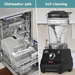 OMMO mélangeur 1800W, Mélangeur de comptoir professionnel haute vitesse avec lames en acier inoxydable durable, 60oz BPA Mélangeur gratuit pour Shakes and Smoothies, noix, glace et fruits, lave-vaisselle Coffre-fort