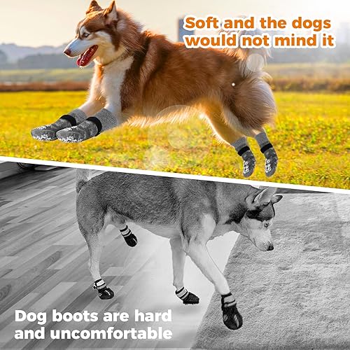 Miniatura 2 de Calcetines antideslizantes para perros que evitan lamer las patas, calcetines para perros con pinzas para perros mayores, caminar en suelos de