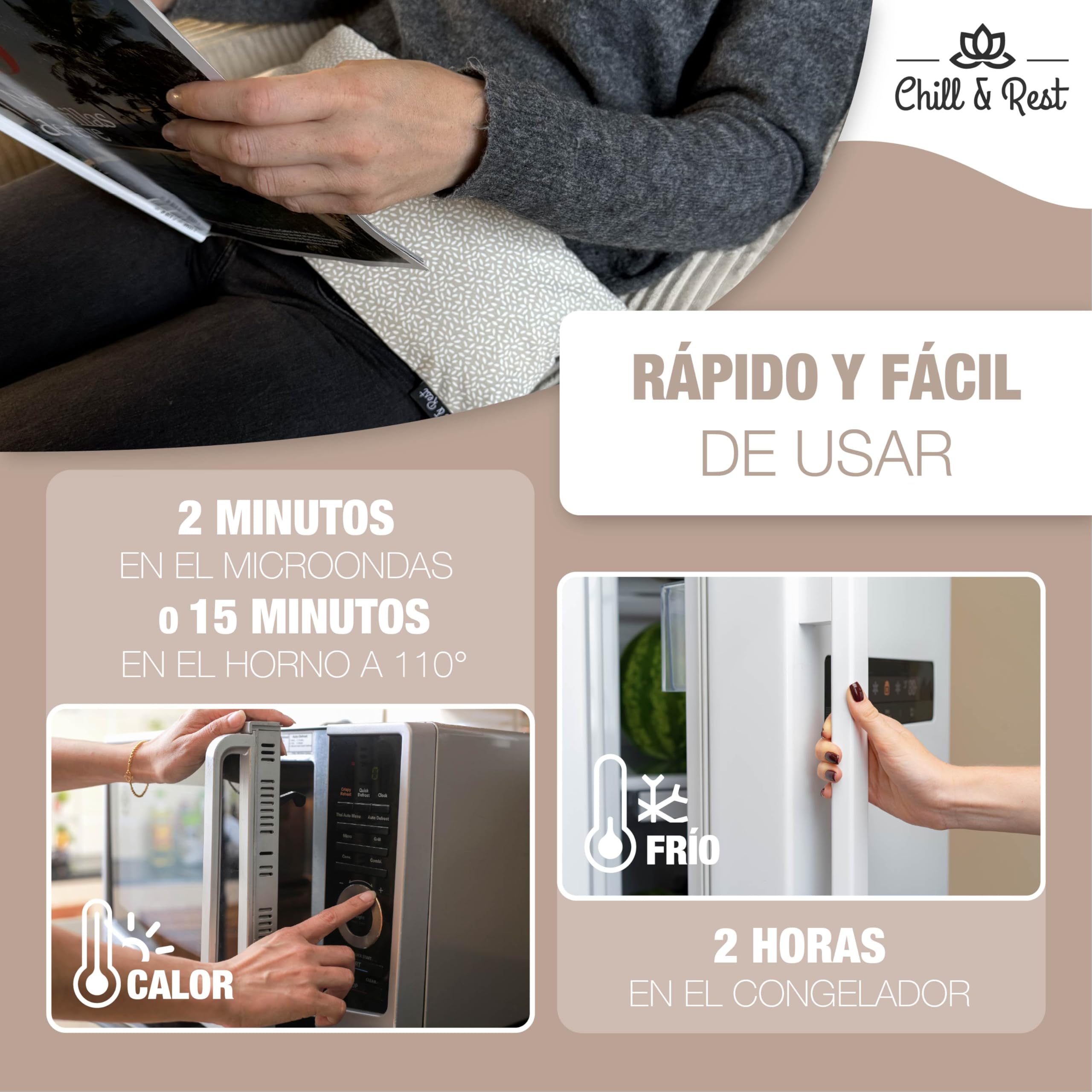Chill&Rest - Saco de semillas para microondas - saco semillas microondas - saco termico semillas microondas - saquitos de semillas para microondas - Modelo Naturelle Beige