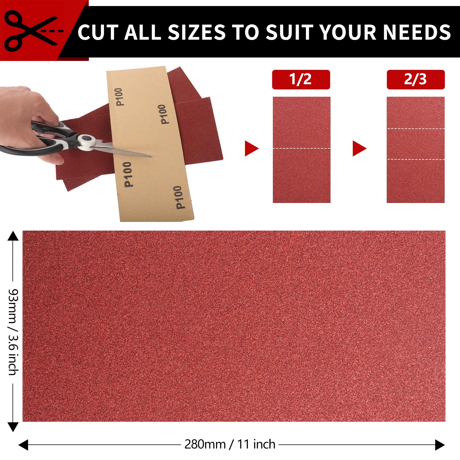 PMIQSA 24 Sheets Sandpaper Set, 80 Grit Abrasive Paper for Cars Polishing Metals Walls Wood Furniture Sanding - Image 3