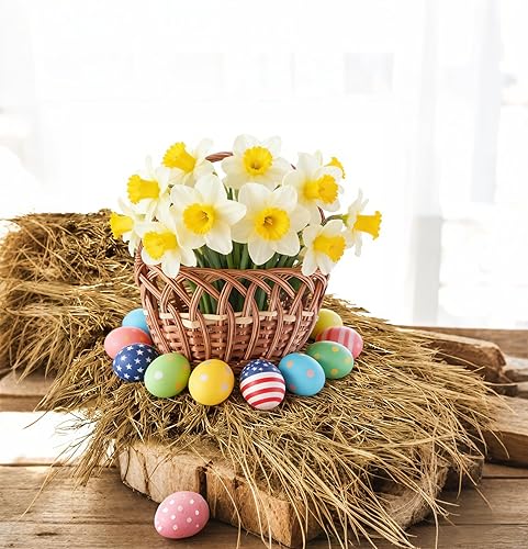 Miniatura 3 de XLX TURF Camino de Mesa de Paja Sintética de 36 Pulgadas para Decoraciones de Fiestas Navideñas de Natividad - Hierba de Paja Dorada para Centro de