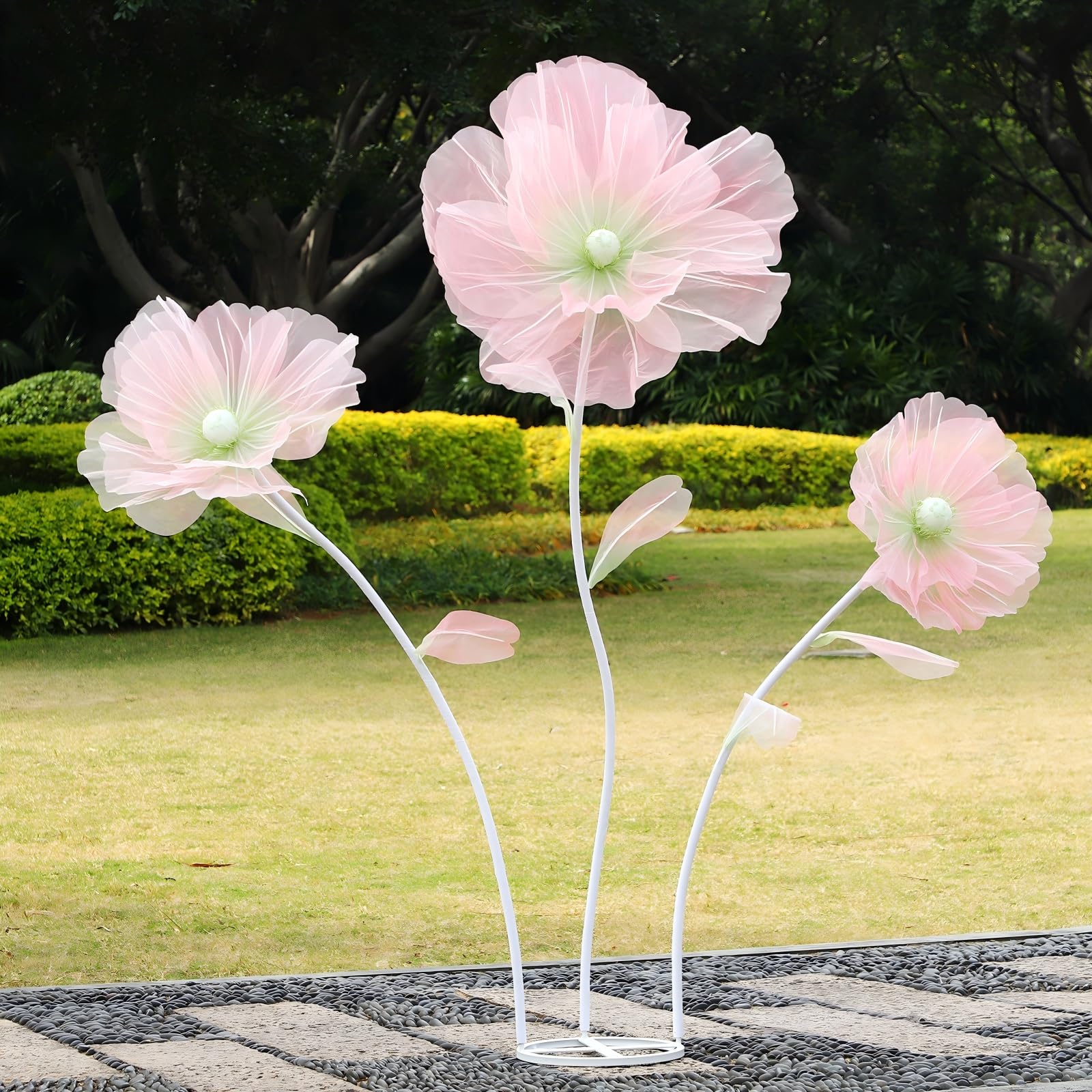 Photo 1 of YOFNIRG Wedding Decorations for Reception,5.6 Ft Big Artificial Silk Flowers,Giant Flowers for Decoration,Party Banquet Decor,Home Decor,Photographic Props,Shop Window Display?Green and Pink?