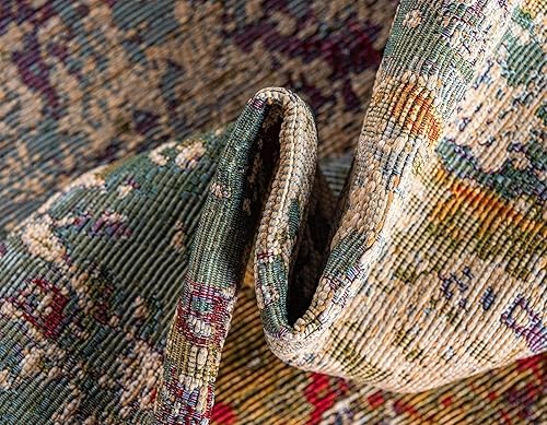 Miniatura 6 de Unique Loom - Alfombra colección de círculos abstractos, de transición para interiores y exteriores, beige, Polipropileno, Azul (multiblue)