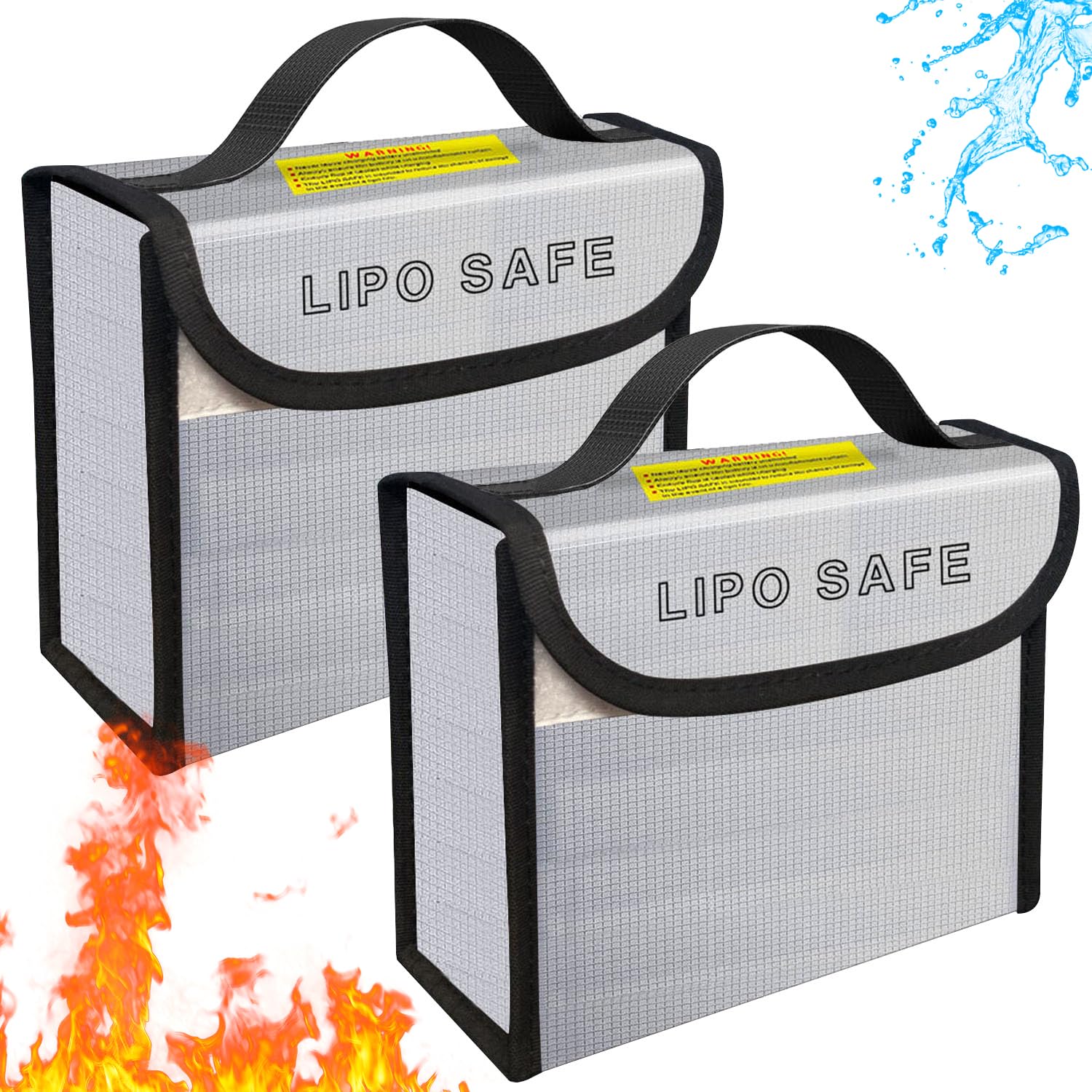 IANDAIROK 2PCS 185 * 75 * 150mm Lipo Battery Safe Bag Fireproof Charging Bag for RC Lipo Battery Pack Storage Charging Transport, Home Office Travel