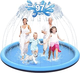 CACSPS 246,4 cm rutschfestes Spritzpad für Kinder und Hunde, verdickter Sprinkler-Pool, Sommer, Outdoor-Wasserspielzeug, extra großes Hinterhof-Planschbecken für Kinder, Jungen und Mädchen