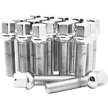 20Pc Ball Seat M12x1.5 Lug Bolts Chrome 40 mm Extended Length Radius Compatible with Mercedes Benz with Factory Wheels Chasis W123 W124 W201 W202 W203 W208 W209 W210 R107