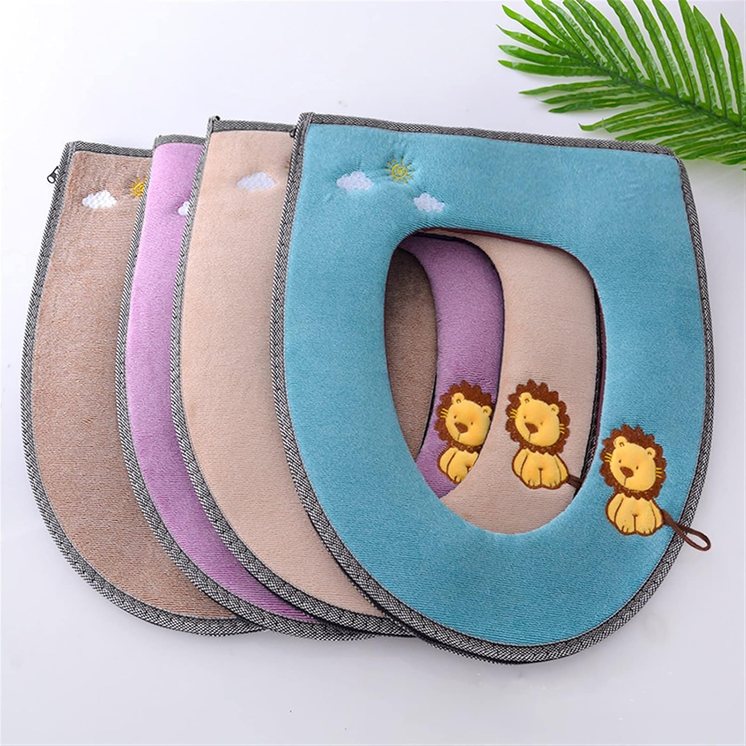 Universal Toilet Seat Cover Winter Thick Warm Soft Velvet Zipper WC Mat Toliet Mat Toilet Seat Cover Bathroom Accessories Decor(SKU-11)