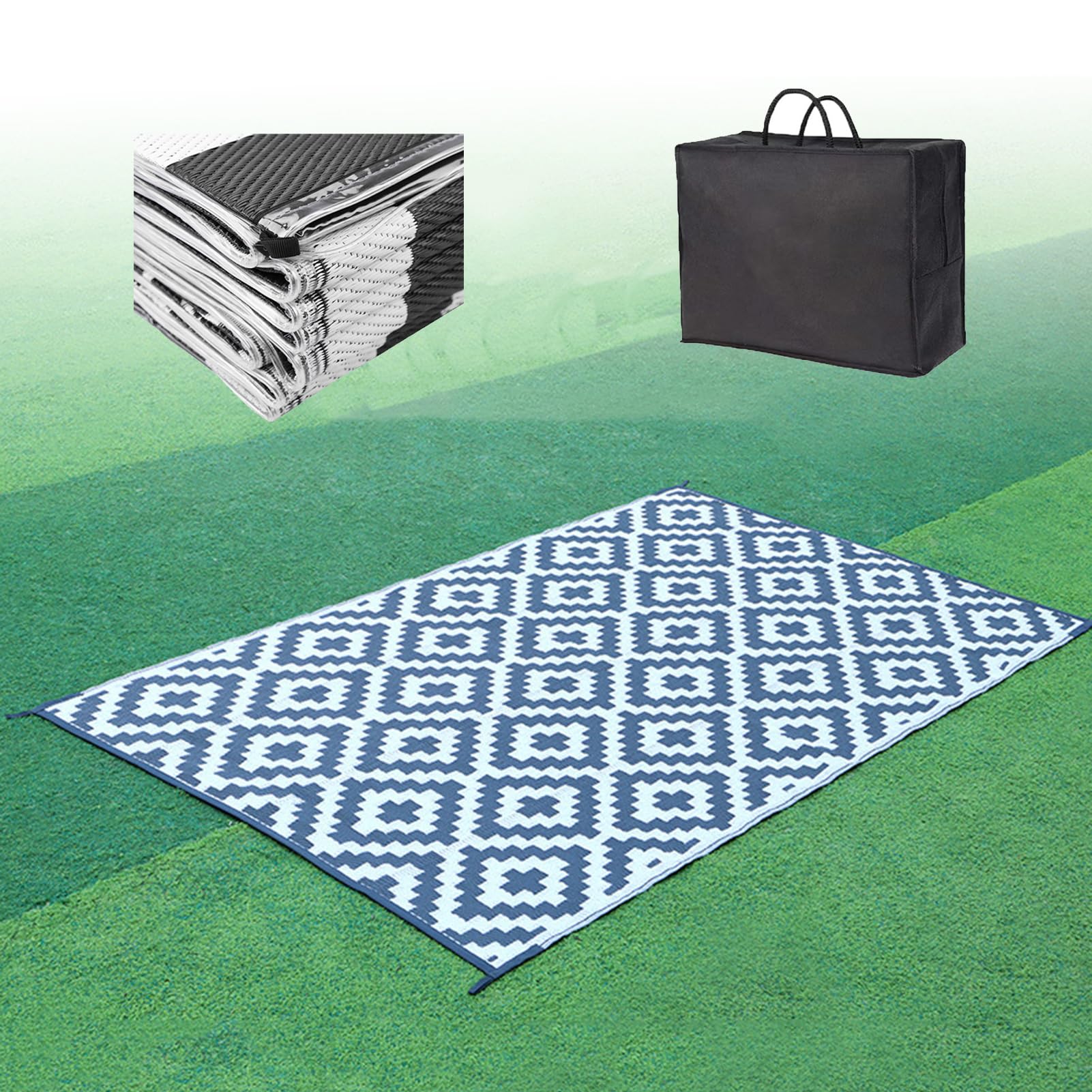 Camping Rugs for Outside Your Rv With Bag, Outdoor Rv Rugs for Under Awning With Stakes, Waterproof Outdoor Rug Reversible Portable Plastic Straw Camping Rugs, Woven Outside Lawn Picnic Mat Carpet