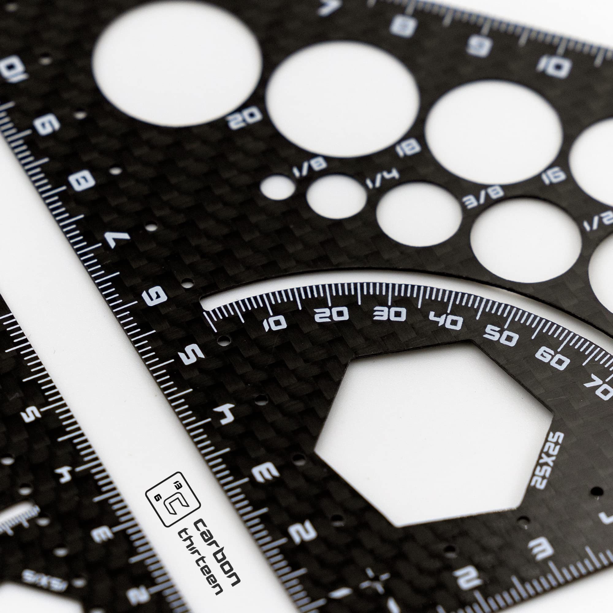 C13 5 Piece Carbon Fibre Geometry Set - Architecture Drafting Tools - Engineering Tools for Engineer - Professional Drafting Square Triangle Drawing Ruler Set