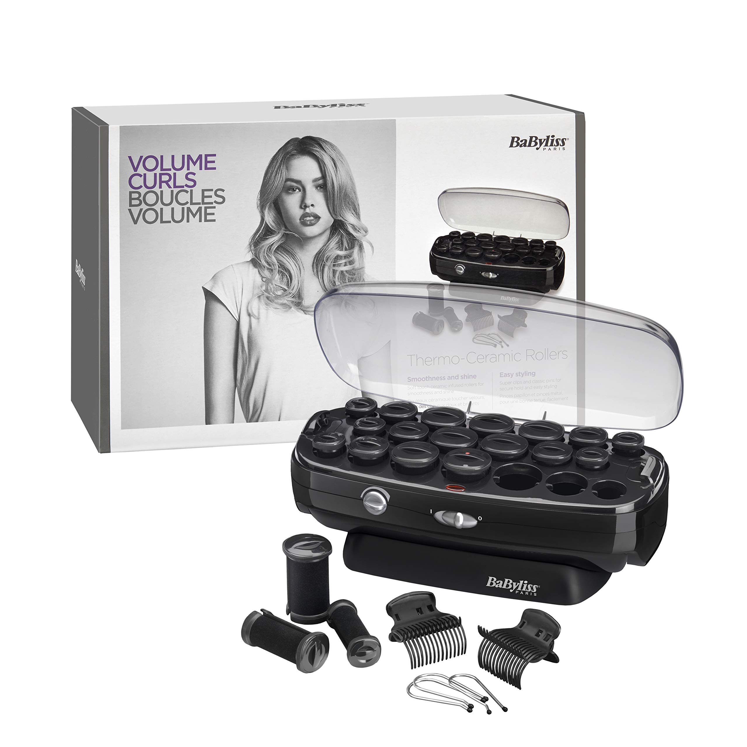 BaByliss Thermo Ceramic Rollers aufheizbare Lockenwickler mit Keramik-Beschichtung und Ionen-Technologie für Seidige langanhaltende Locken RS035E Schwarz