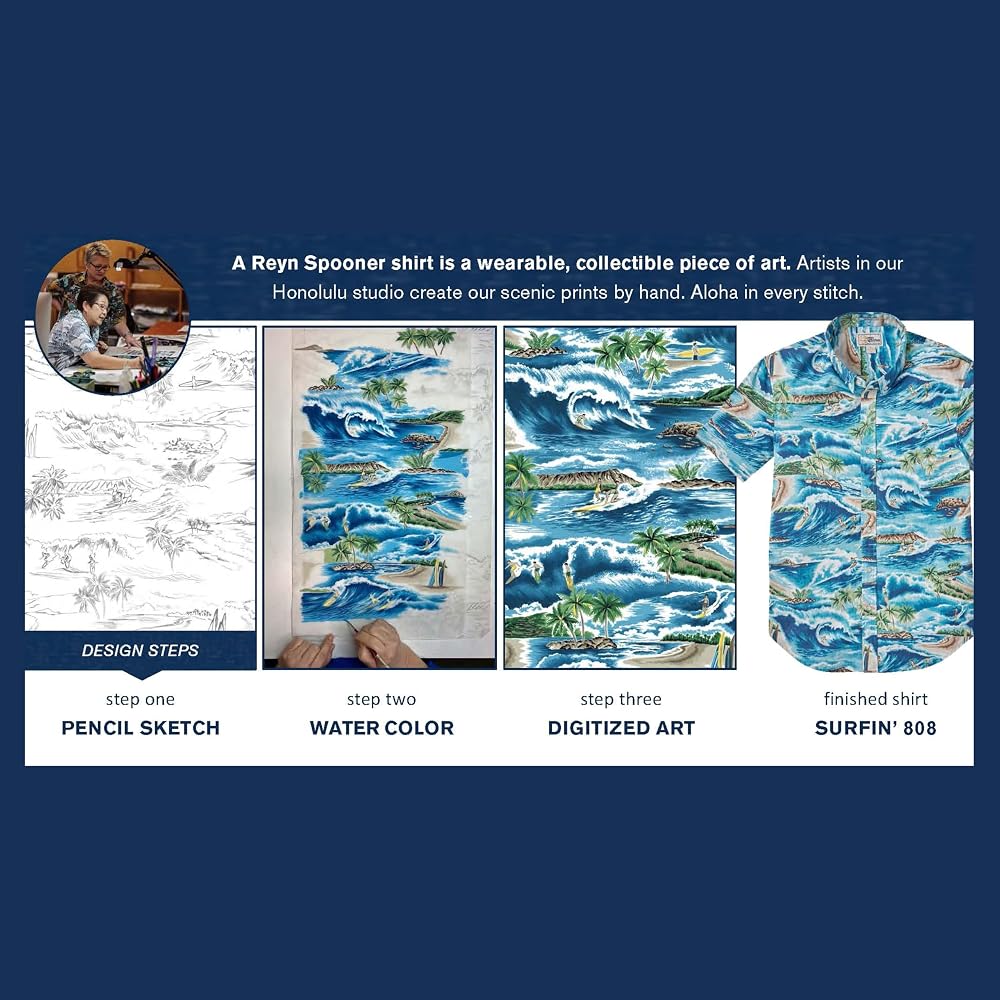 Chemise Hawaïenne Reyn Spooner Homme - Motif Poissons Sous L'eau - Taille XL - Manches Courtes - Occasion Bon état