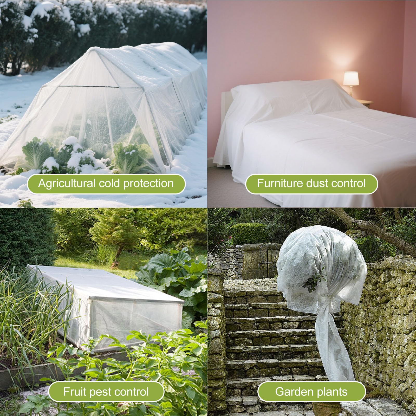 Cubiertas para plantas, protección contra la congelación, 10 x 50 pies, reutilizables, gruesas, cubiertas flotantes de invierno, manta de tela de sombra, tela de jardín, cubierta de plantas para camas