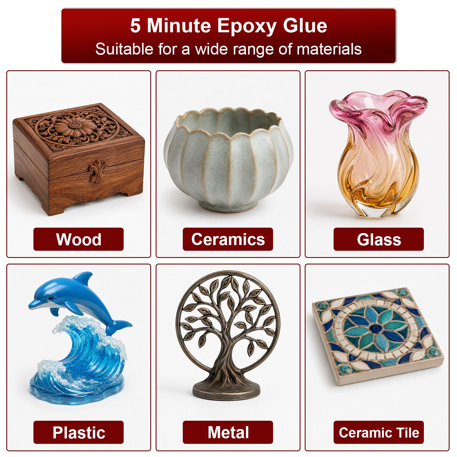 5 Minutes Colle Epoxy 250ml, Transparent Ténacité Haute Résistance Durable, Colle bi Composant Pour la Réparation de Carreaux, Métal, Céramique, Plastique, Bois