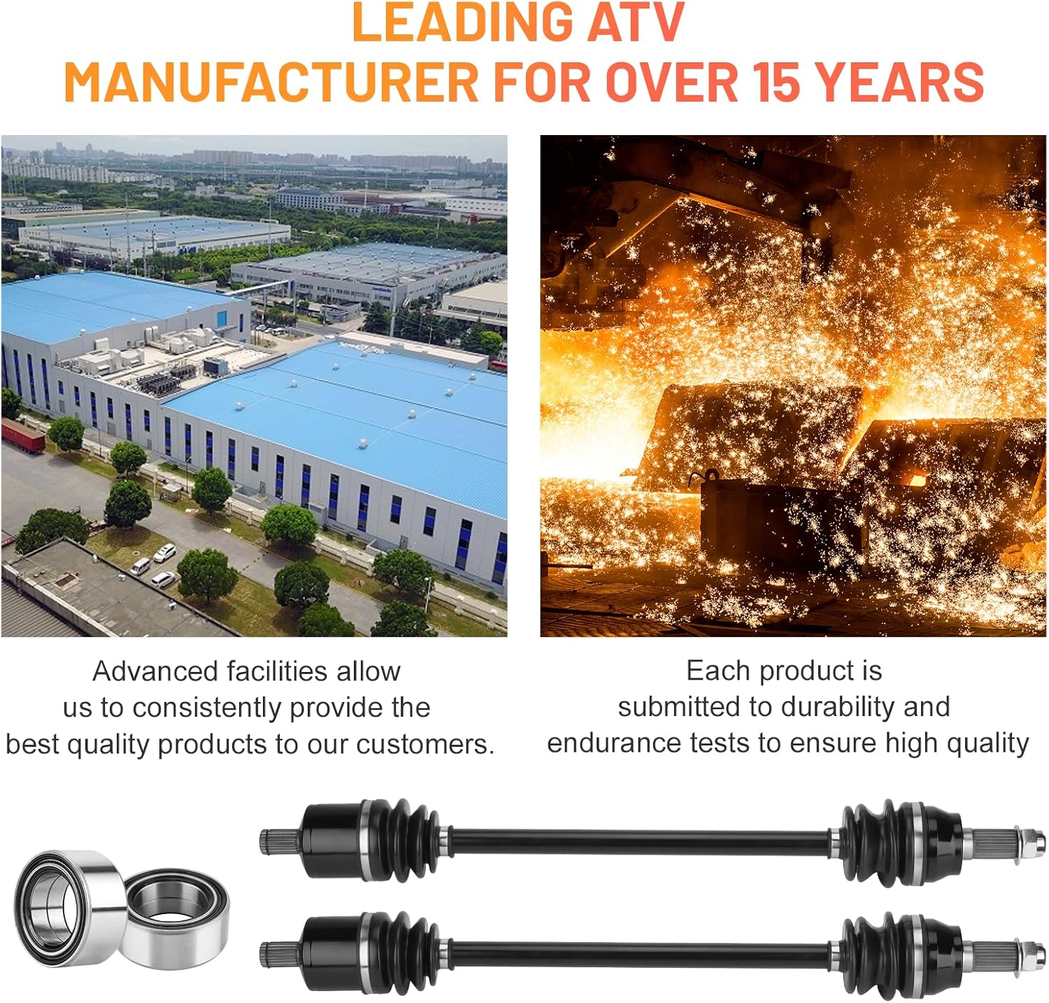 Front Left & Right CV Axle Shaft with Wheel Bearing for Polaris 4x4 General 1000 2016-2021/ 4x4 General 4 1000 2017-2021, 4x4 RZR 4 900/ S 900 60" 2015-2018; 4x4 RZR S 1000 60" 2016-2023