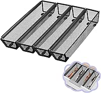 Vista 12 de 2 Piezas Organizador de Cajón, Organizador de Cajón de Malla con Brazo Entrelazado para Utensilios, Cosméticos, Cubiertos, Bolígrafos