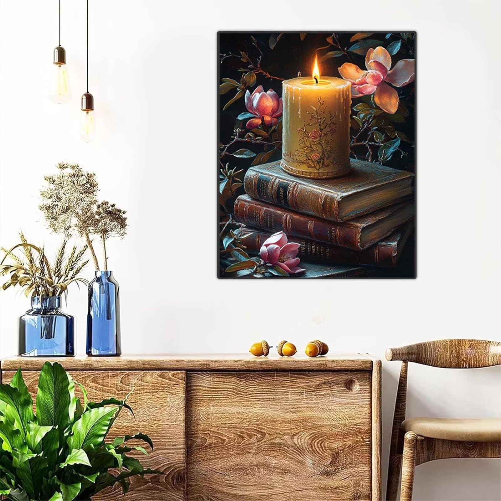 5D Diamond Painting Kerze Diamant Malen Nach Zahlen 135x100 CM ZXSH7674 | Diamant-Vollabdeckung Buch Leinwand zum Bemalen, Kreatives Deko Wohnzimmer Büro Desktop Geschenke für Frauen Mann