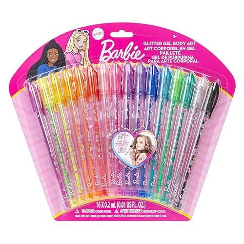 Barbie 16 Piece Glitter Pen Body Art Set, Glittery and