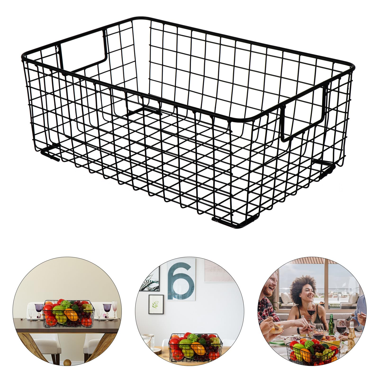 BESTonZON Cesto Porta Frutta e Snack in Filo Metallico Robusto Maniglie Ergonomiche, Contenitore Multifunzione per Cucina e Organizzazione Frutta e Verdura