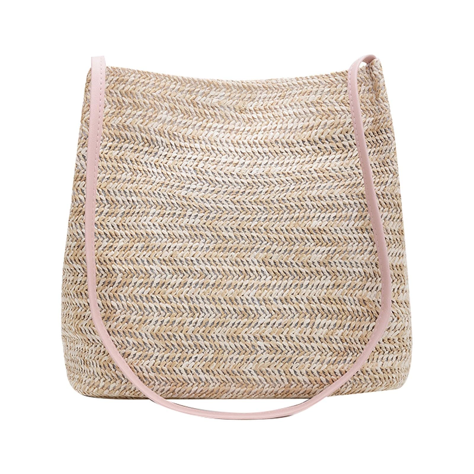 Generic Costura Patrón de costura bolsos de playa para mujer, bolsas de verano grandes bolsas hechas a mano tejidas bolsos de viaje bolsos de la compra bolsos de mano bolsos de mano negro
