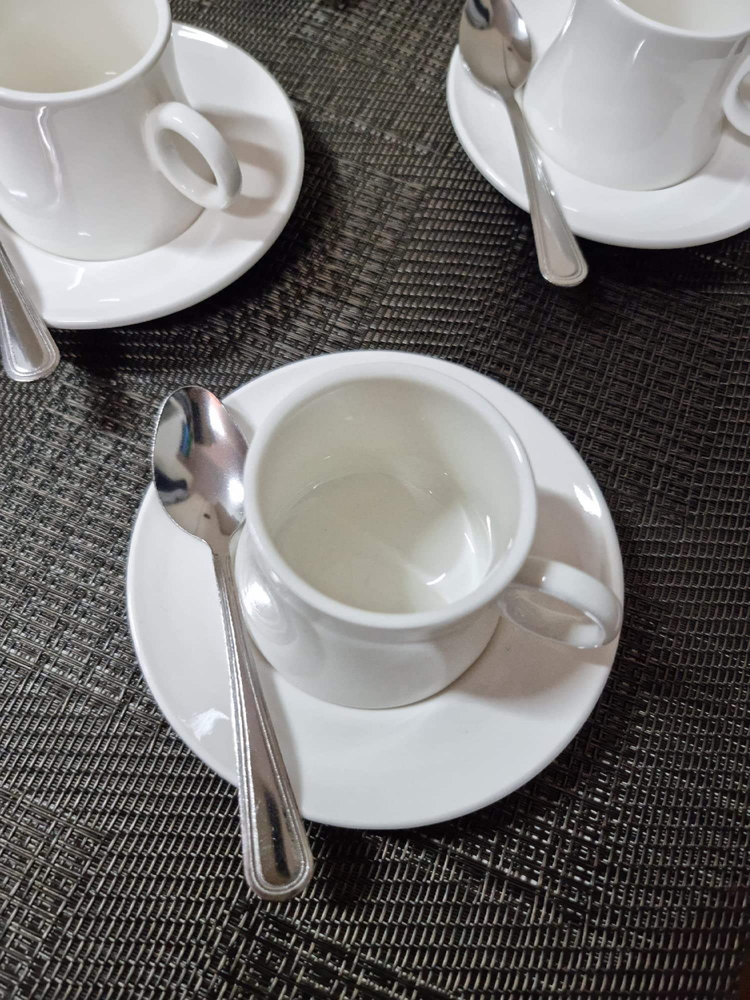 Lot De 6 Tasses à Café Avec Soucoupe Et Céramique Blanche + 6 Cuillères à Café En Métal - Ensemble Moderne De Café - Set Cadeau De Café Tasses à