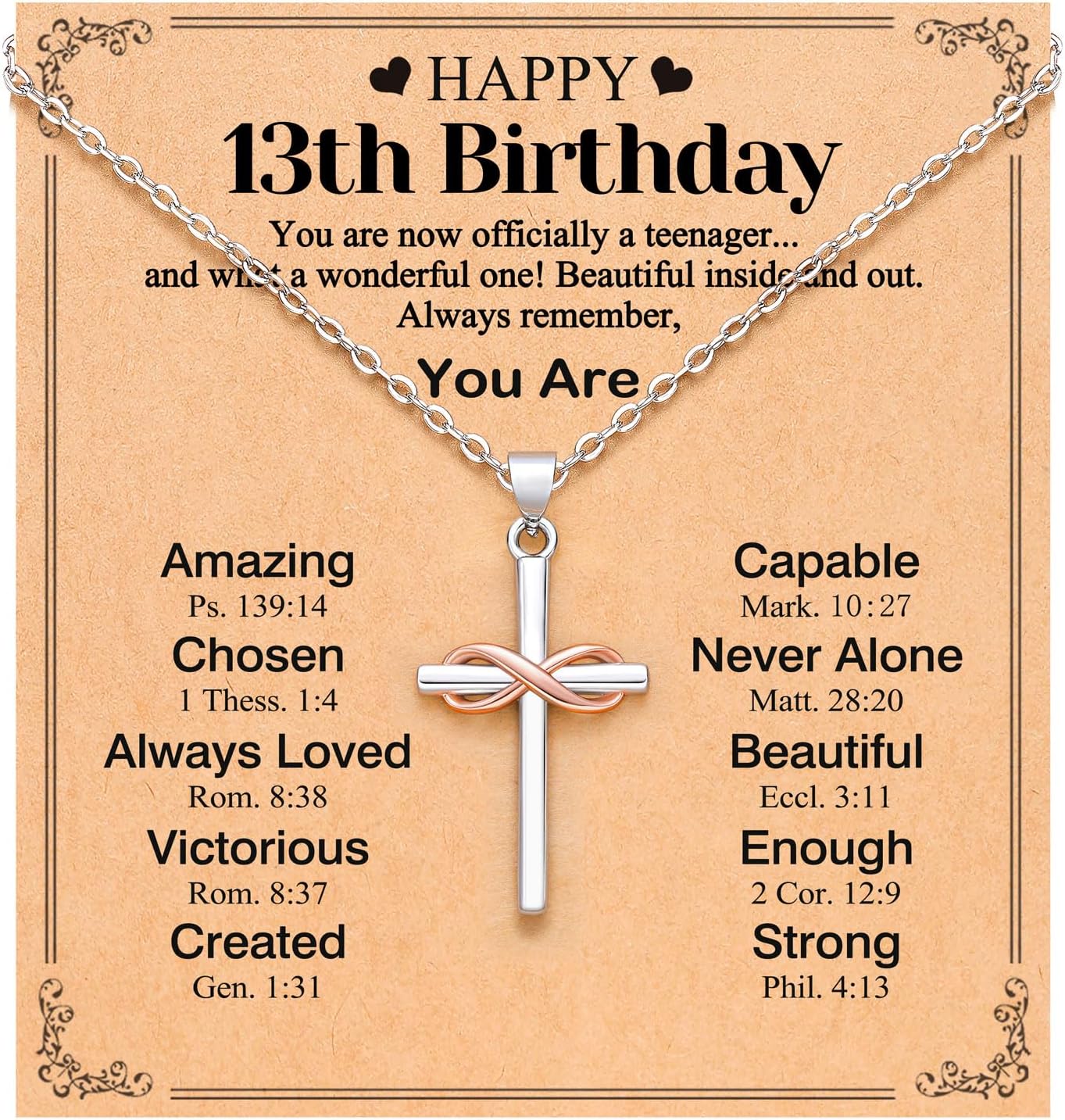 UPROMI Happy 10th/11th/12th/13th/14th/15th/16th/17th/18th/21st Birthday Gifts for Girls Her, Cross Necklace Birthday Gift Ideas