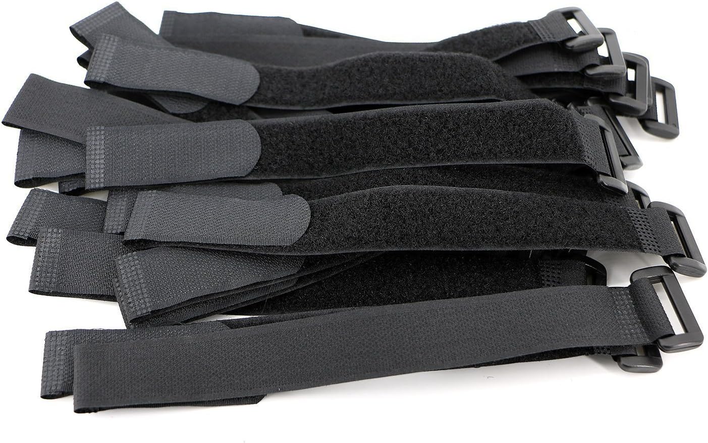 50-PCS Black Hook and Loop Reusable Fastening Cable Tie Down Straps- 0.8" x 8"