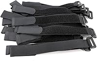 Vista 1 de 25 correas de sujeción reutilizables con gancho y bucle, 0.8 x 8 pulgadas, color negro