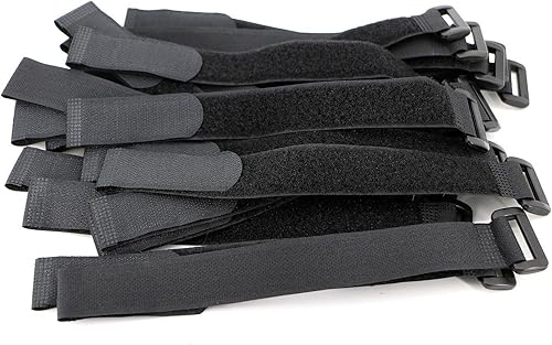 Elantek 25 correas de sujeción reutilizables con gancho y bucle, 0.8 x 8 pulgadas, color negro