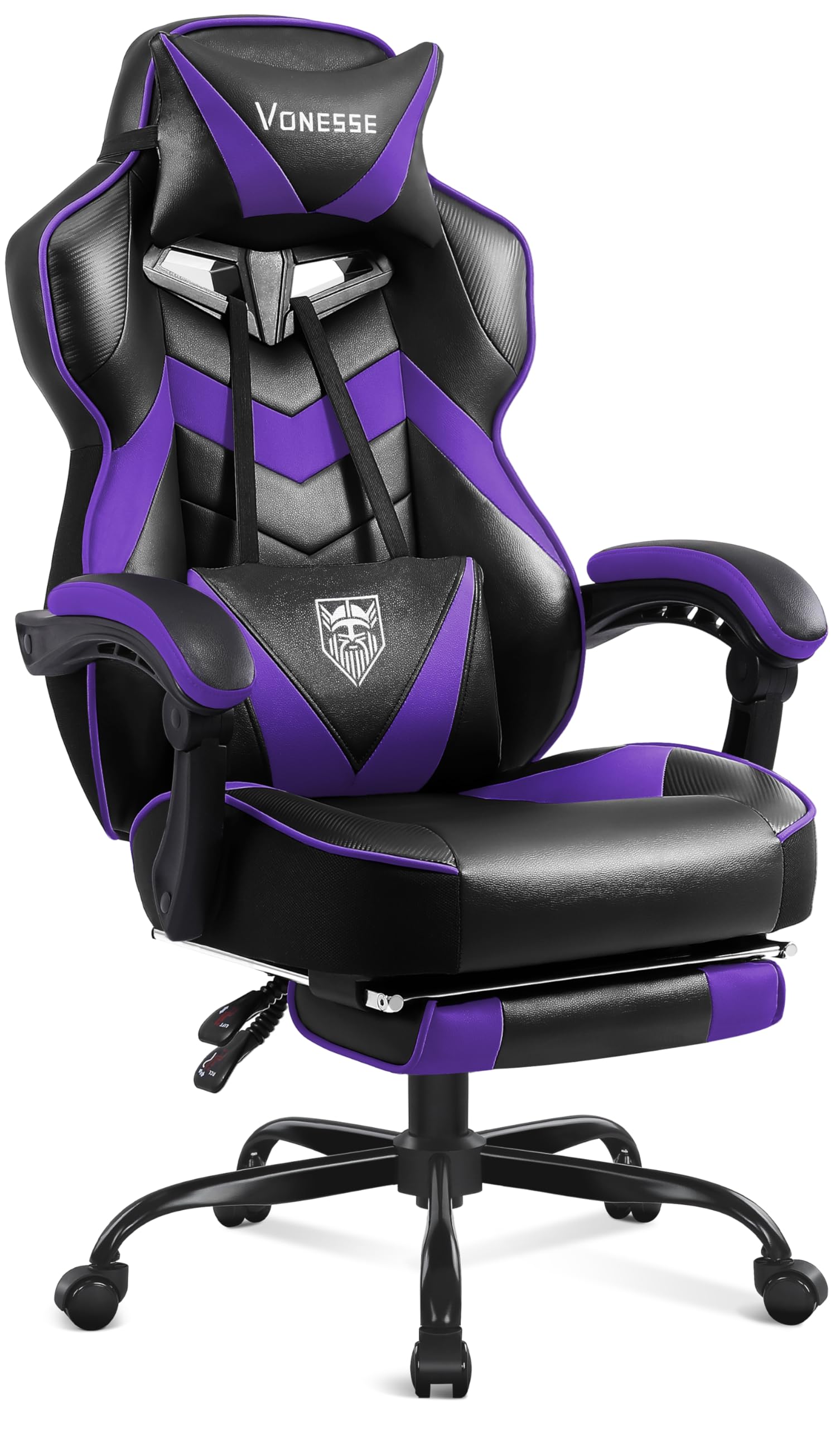 Vonesse Gaming Chair High Back Gaming Chair with Footrest and Massage Gaming Chairs for Adults with Pocket Spring