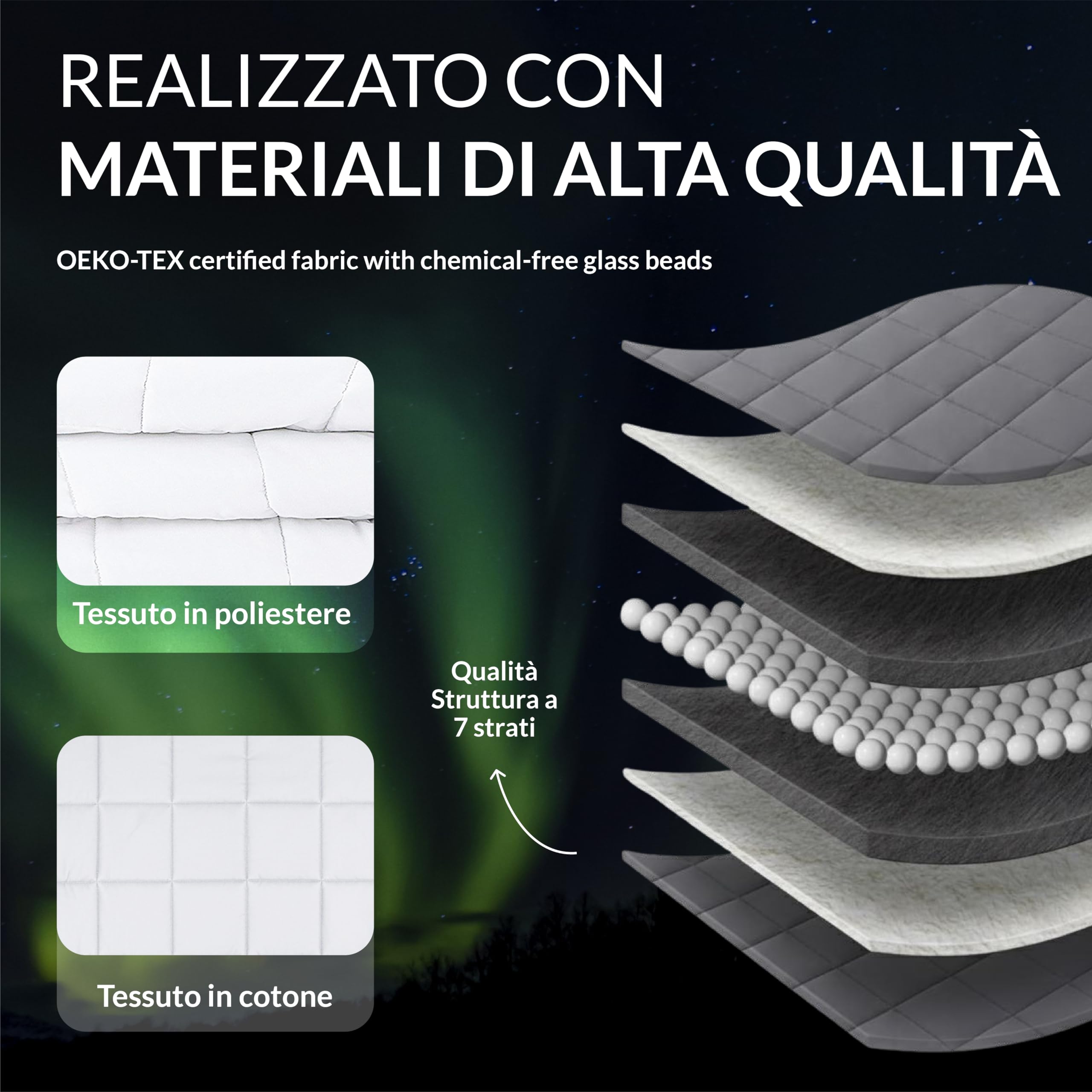 Polar Night Coperta Ponderata per Adulti 150 x 200 cm, 9 kg - Coperta Pesante con Perline di Vetro, 100% Cotone, Standard Oeko-Tex® 100 – Coperta Appesantita Traspirante, Weighted Blanket