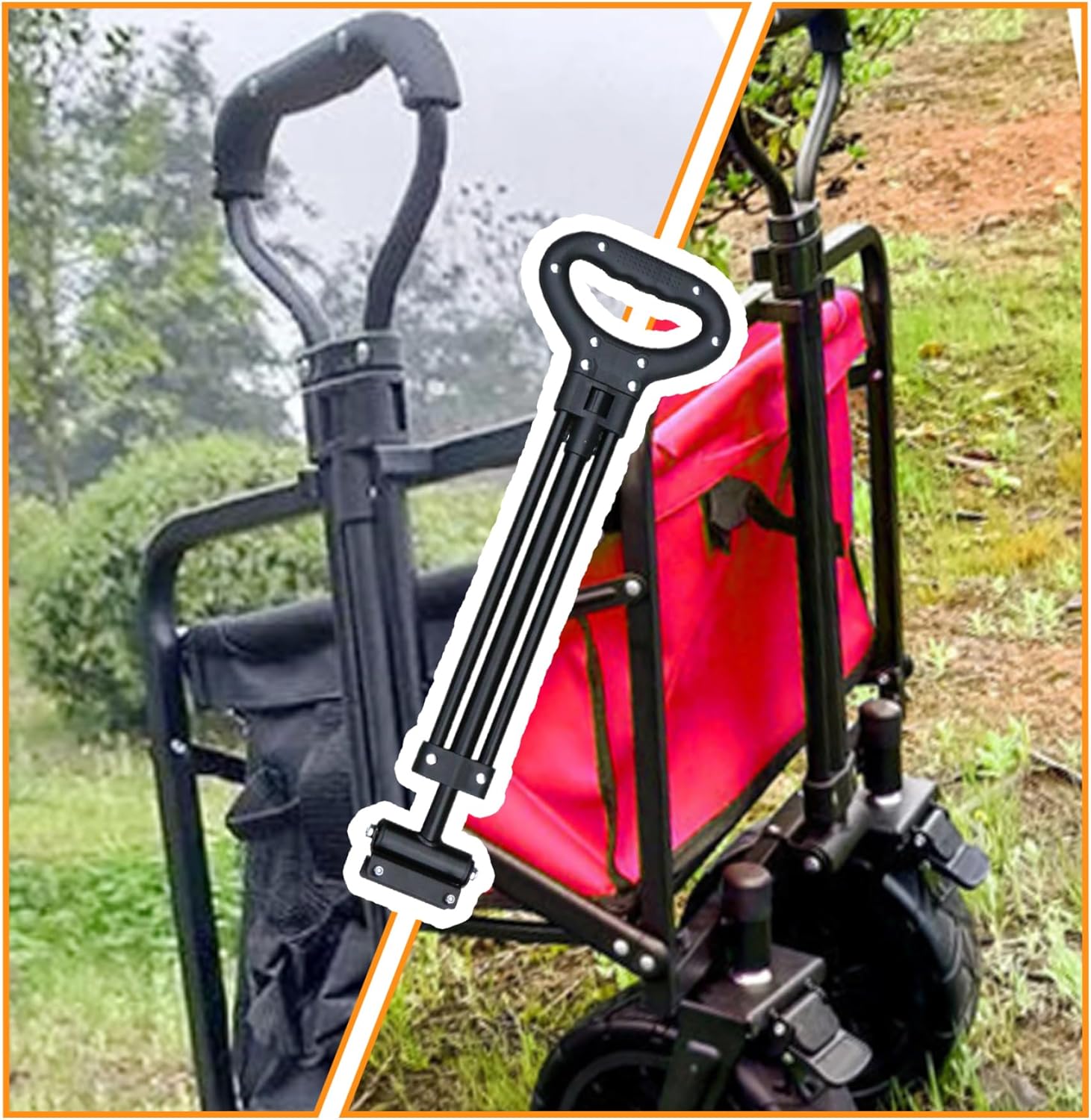 YLHHWVY Folding Wagon Push Handle Wagon Push Handle Attachment Universal 21.3 to 31.1 Long Wagon Handle Adjustable Stroller Handle Outdoor Wheelbarrow Handles for Carts Stroller (Black)