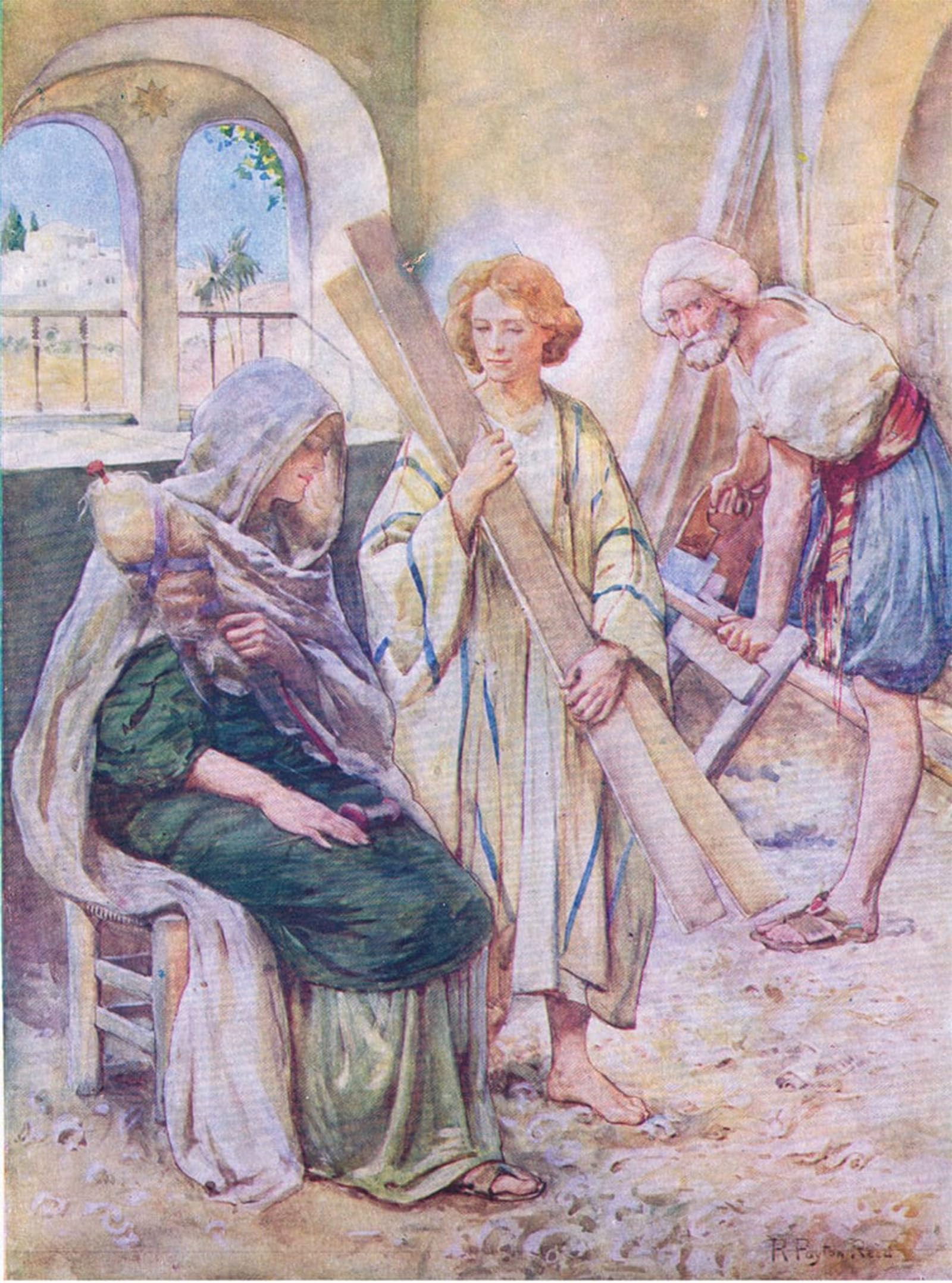 SERENDIPITP Retro Picture Poster Wall Art Pictures Painting the Boyhood of Jesus From the Bible Picture Book Published by Robert Payton Reid Wall Art Canvas Print for Wall Decor 60x90cm