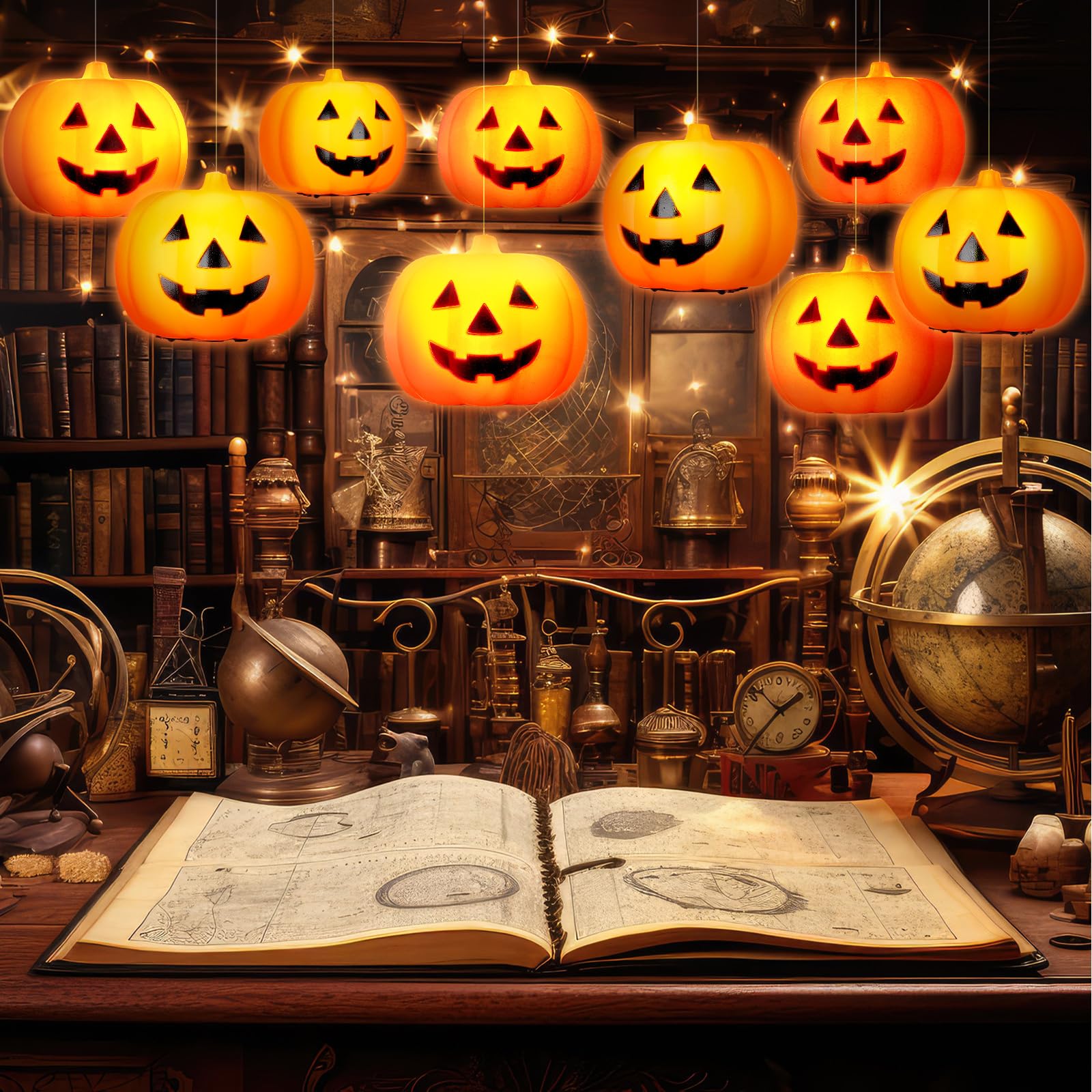 Citrouilles d'Halloween à LED pour créer facilement un décor suspendu sans prise électrique