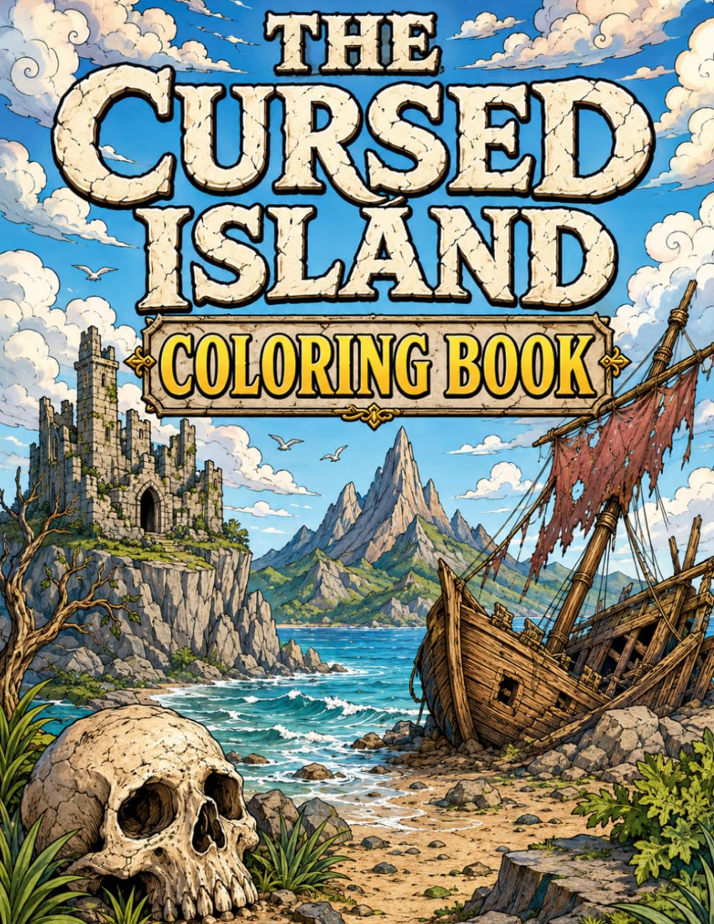 The Cursed Island Coloring Book: Journey Through Forgotten Castles, Ancient Ruins, Mystical Forests, Hidden Temples, and Legendary Landscapes
