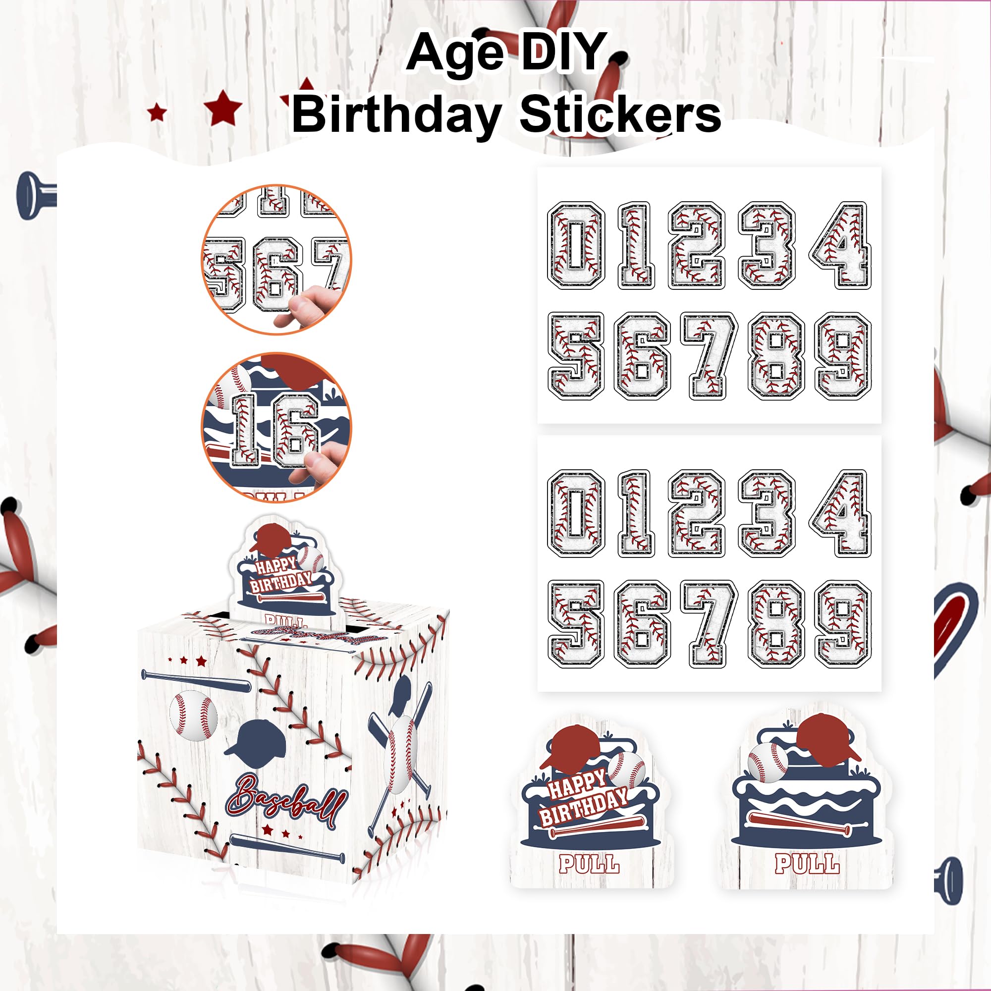DIY Baseball Birthday Money Box - Pull-Out Surprise Cash Gift With Stickers & 100 Bags - View #11