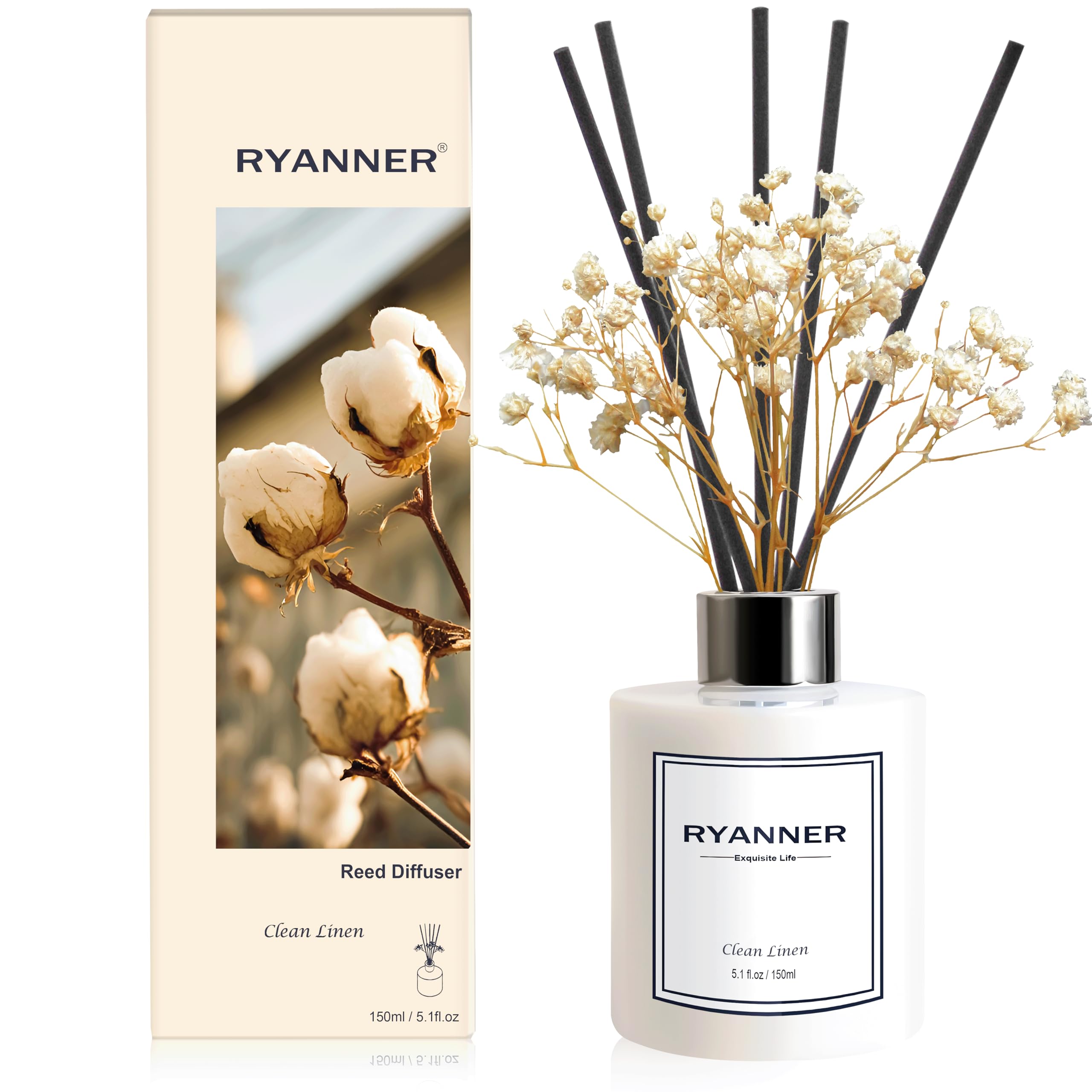 Reed Diffuser Set 5 1 fl oz Clean Linen Scent Diffuser with Sticks Home Fragrance Reed Diffuser with
