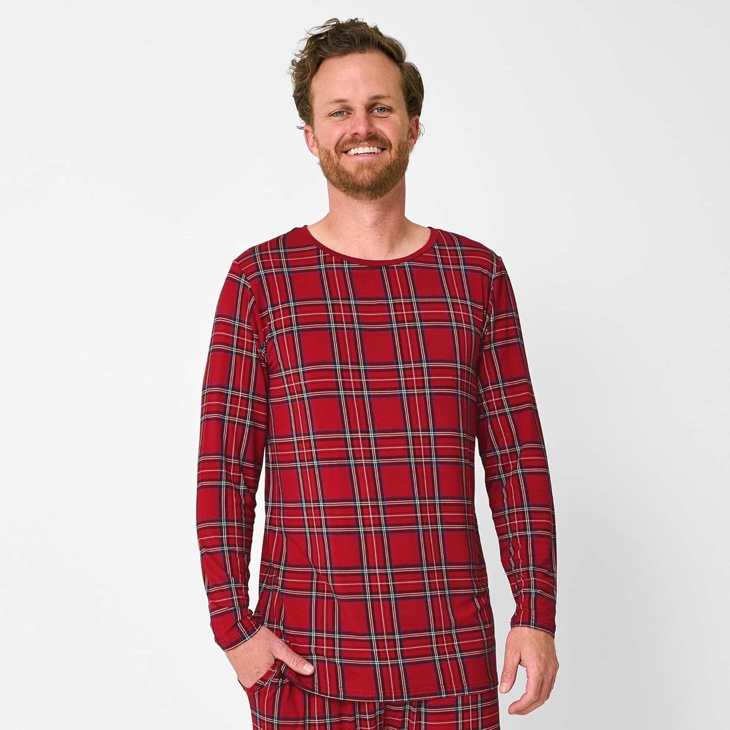 Little Sleepies Men's Pajama T-Shirt, Soft Viscose from Bamboo PJ Top for Family Matching Mens Pajamas Set, Long Sleeve Top