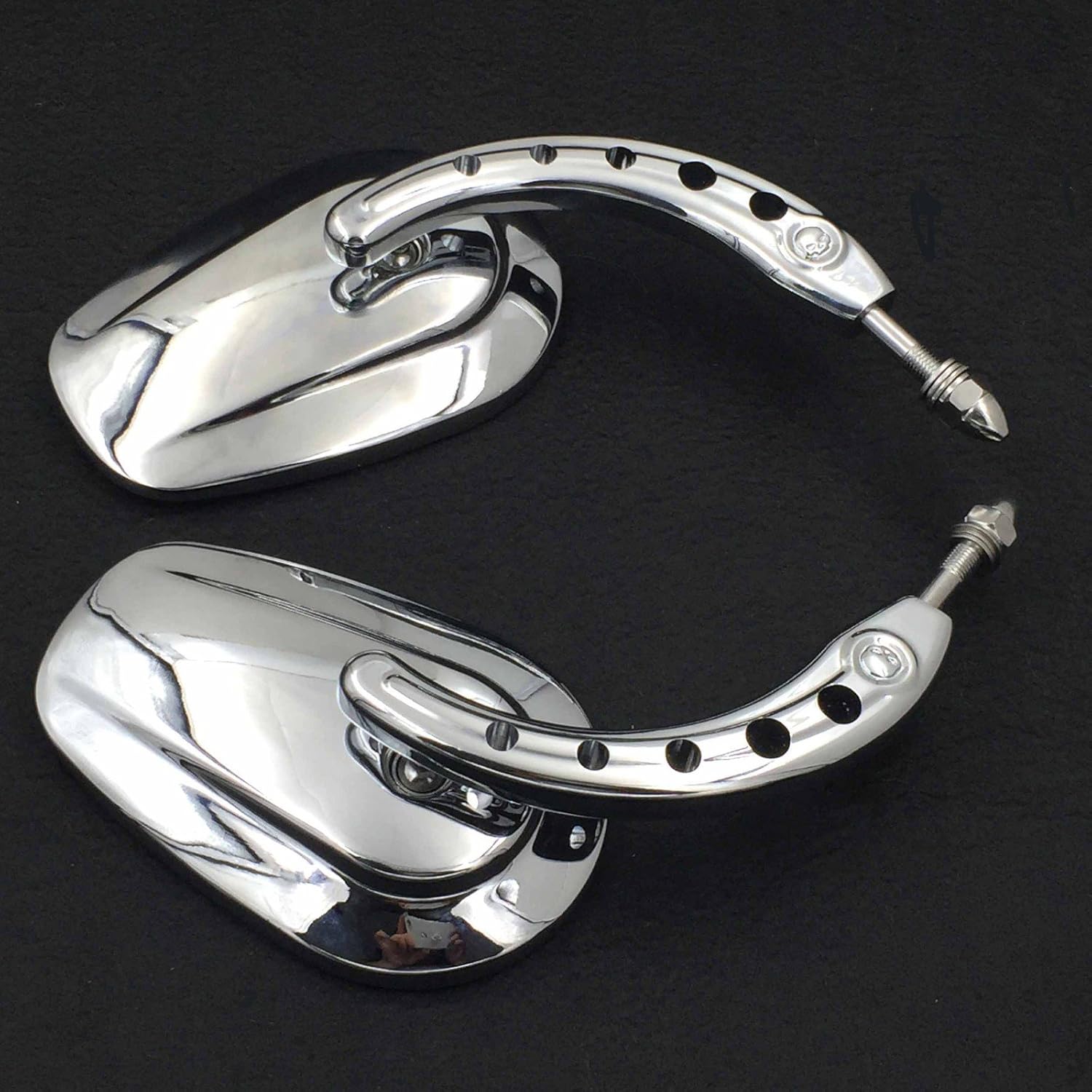 HTTMT MT398B-CD Chrome Big Mirrors Compatible with 1984 and up Harley Davidson