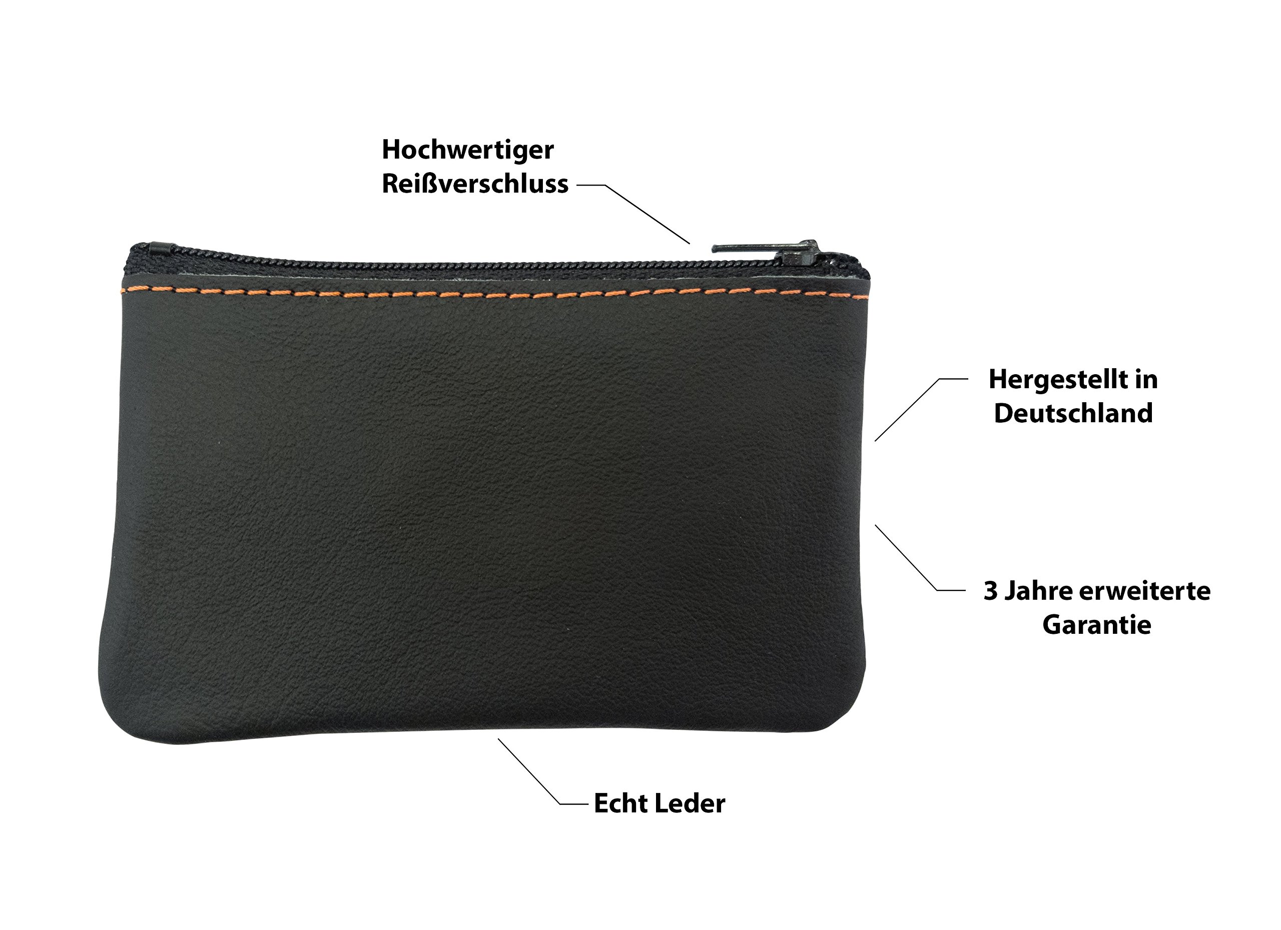 Lederprinz® | Etui na klucze z 2 przegródkami, ręczne wykonanie, wyprodukowano w Niemczech, prawdziwa skóra, skóra nappa, etui na klucze dla kobiet i mężczyzn, czarny, 10,5 x 7 x 1 cm