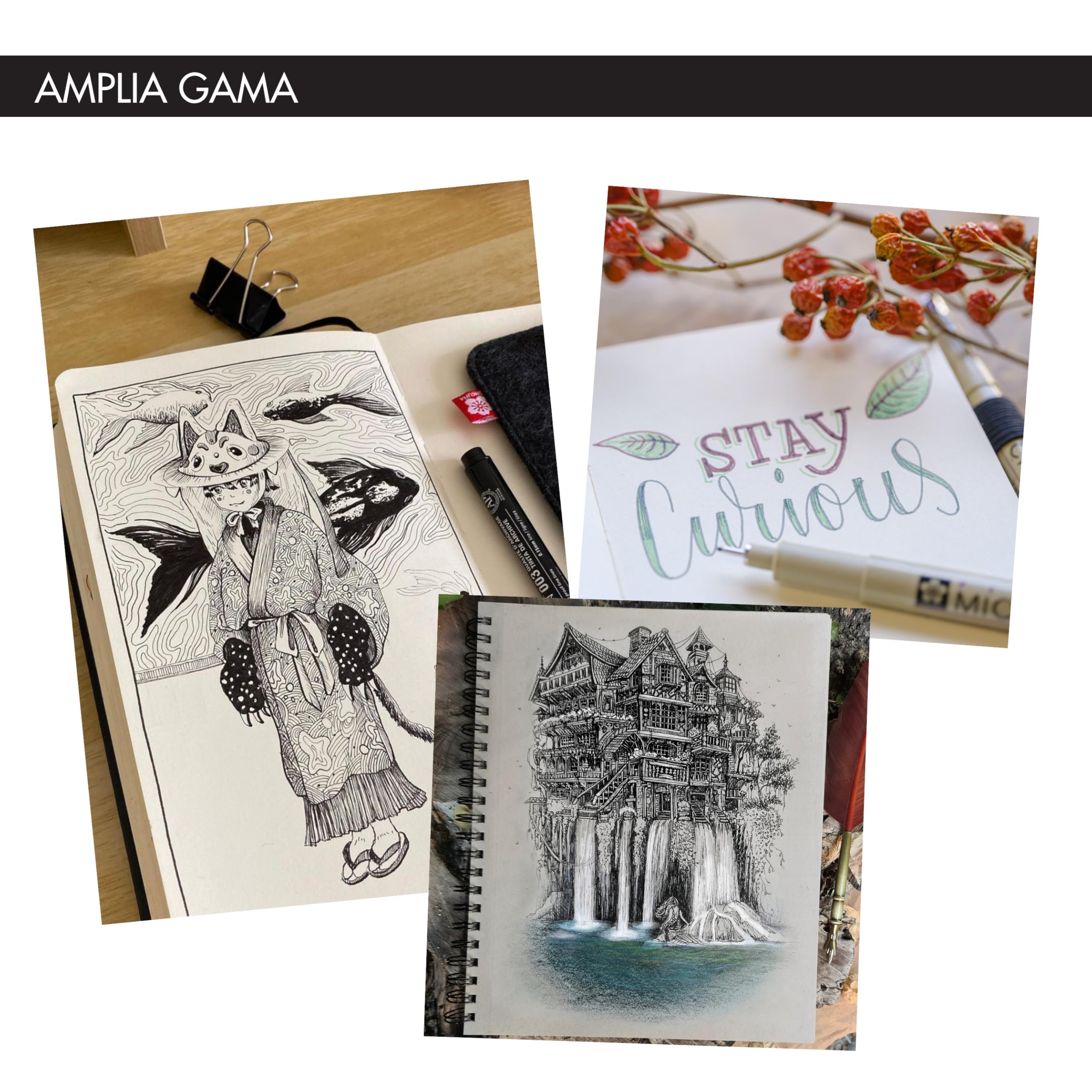 SAKURA Pigma Micron Puntos Calibrados Set de 10 | Tinta negra permanente y resistente al agua, tamaños surtidos | Bolígrafos para escribir, dibujar y escribir diarios