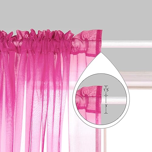 Miniatura 2 de Cortinas rosas y moradas para dormitorio de niñas, juego de 2 paneles de cortinas traslúcidas de princesa para niños, decoración de habitación de