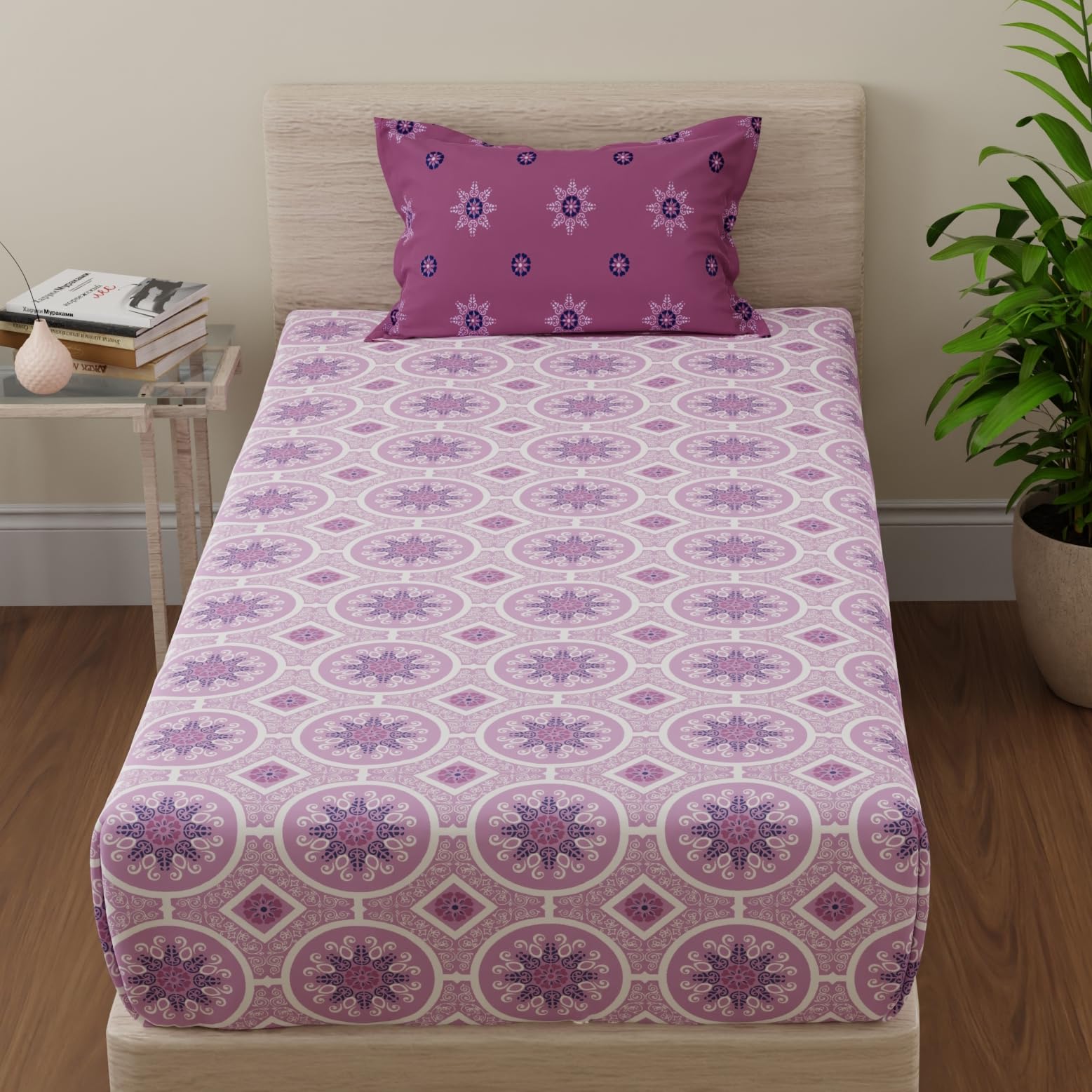 HUESLAND Mandala Bedsheets - Queen Size Cotton -22
