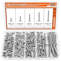 Vista 9 de Juego de 250 tornillos para madera Phillips Pan Head Autorroscantes #2 x 1/4" 3/8" 1/2" 5/8" 3/4", kit surtido de 250 tornillos autorroscantes